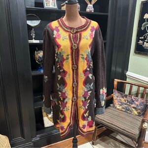 Vintage Sparrow Anthropologie “Yellow Brick Road” Duster Sweater Coat – Size L